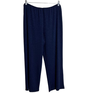 Alex Evenings Womens Pull On Pants Size 3X Navy Blue Shimmery Knit Wide Leg